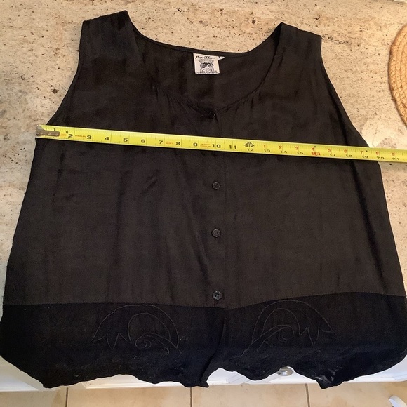 Papillon Black Button Tunic Top Sleeveless Size Large - Picture 7 of 7